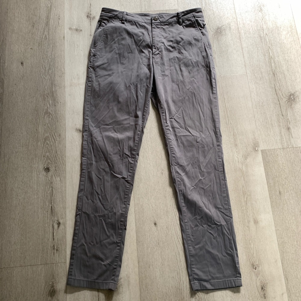 Birddogs Mens Grey Slim Straight Lined Chino Pants 32x32 Performance Khakis